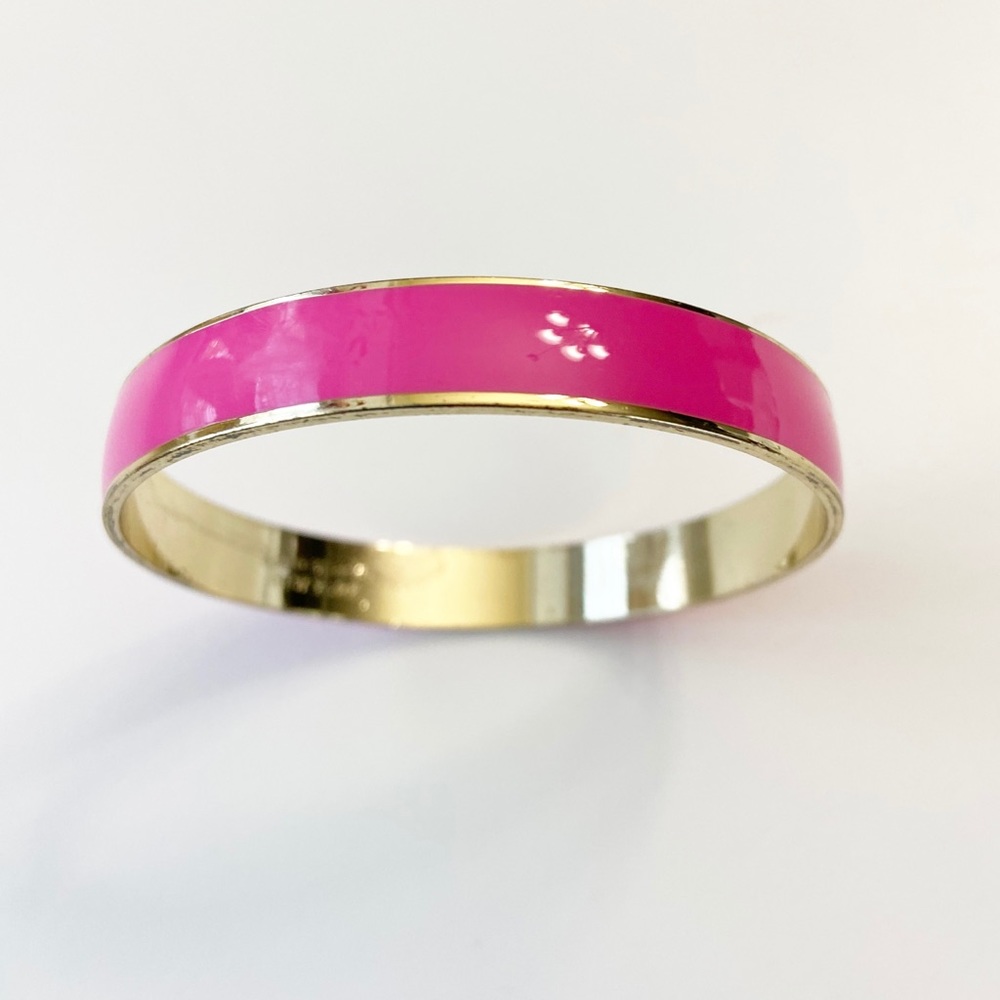 Kate Spade ♠️Pink 12K Gold Plated Stacking Bangle Bracelet Perfect Pop of Color